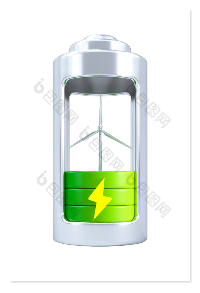 C4D绿色风电环保元素电池模型