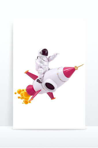 C4D宇航员骑行火箭人物元素图片