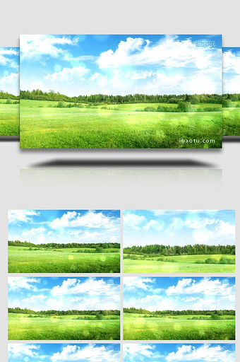 蓝天白云自然绿色背景视频图片