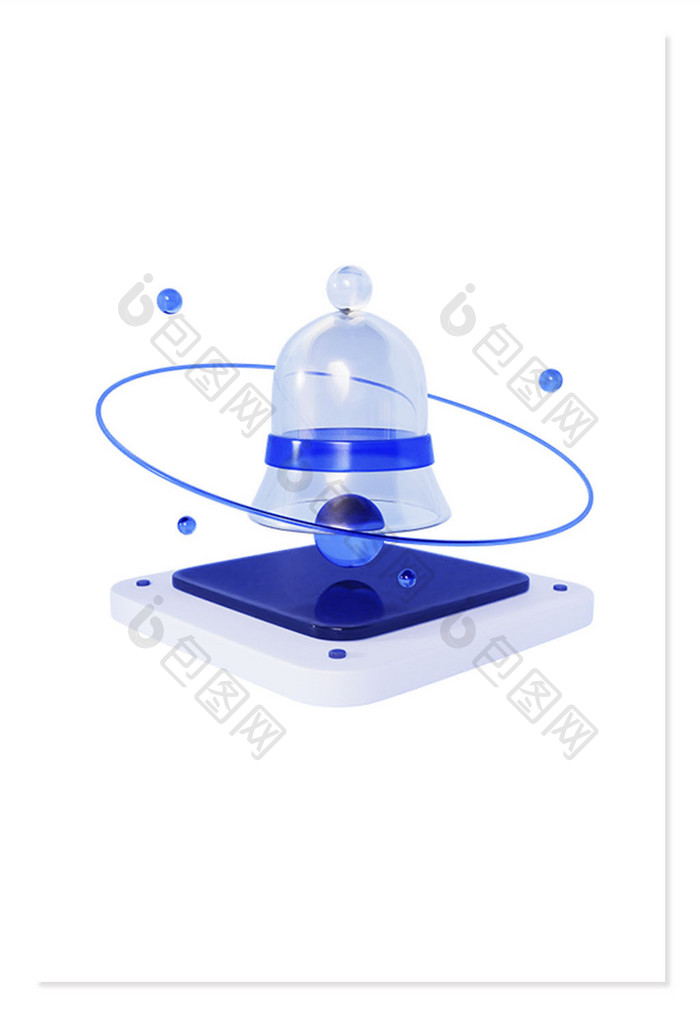 3D玻璃金融商务图标铃铛