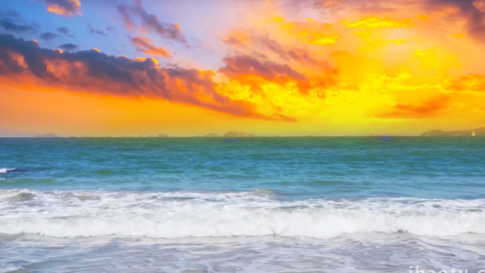 大海海边黄昏天气变化背景视频