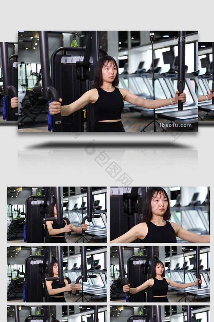 的女人在健身房做运动实拍4k