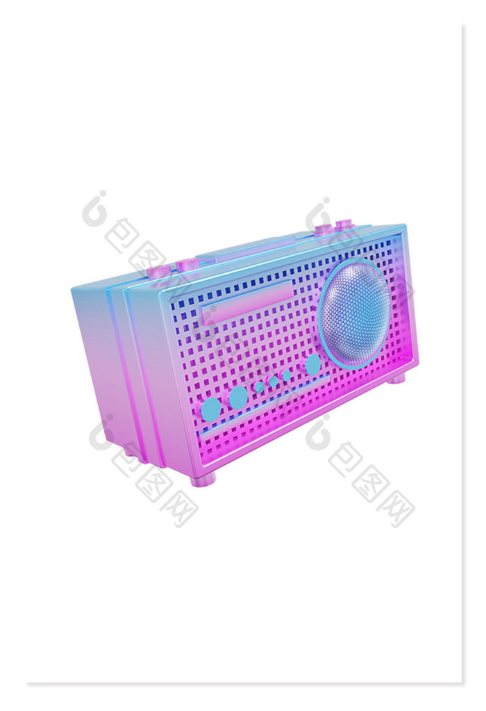 3D酸性电子设备紫色录音机