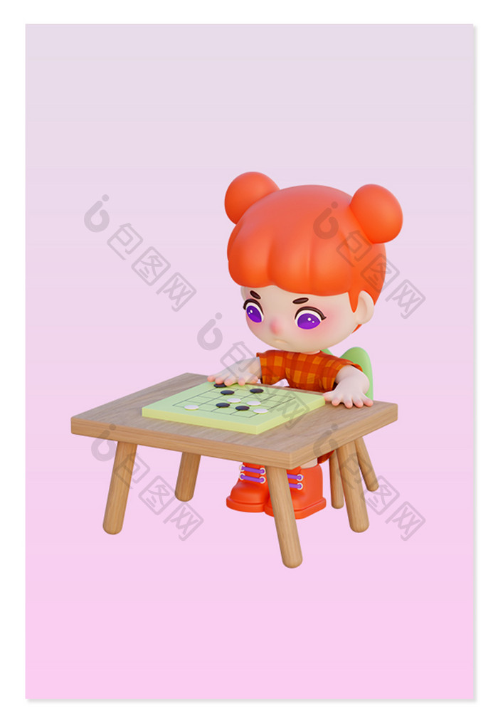 卡通IP人物形象3D儿童围棋