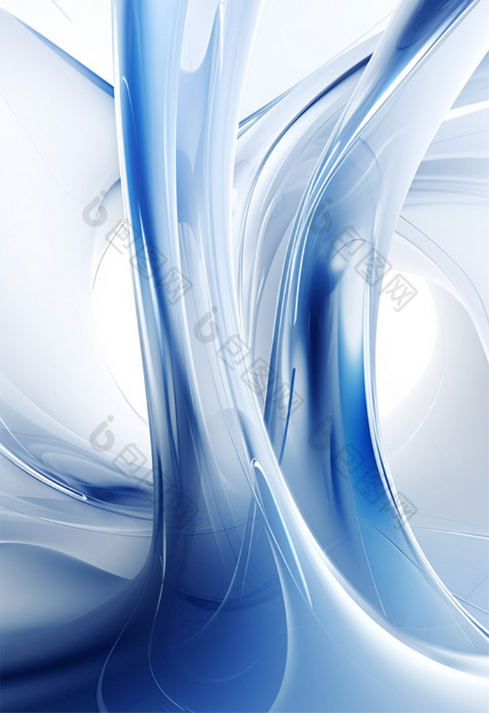 3D流体蓝色透明科技感质感背景