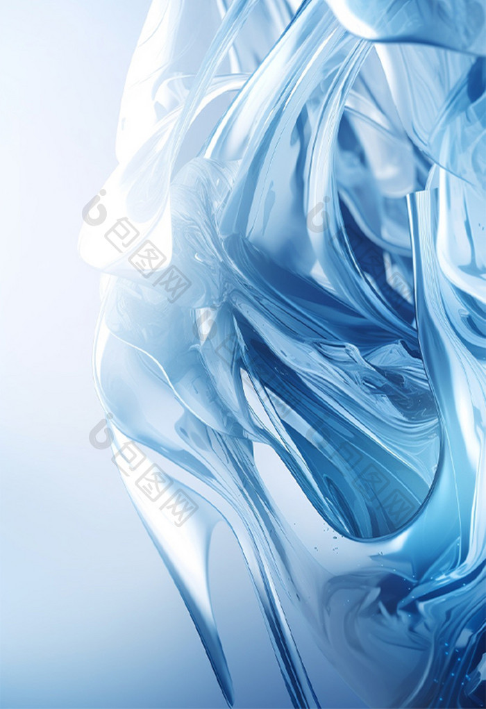流体蓝色抽象3D科技感透明背景