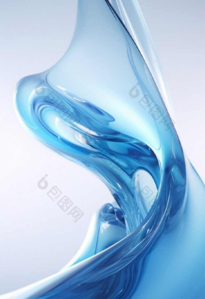 蓝色抽象3D流体科技感透明背景