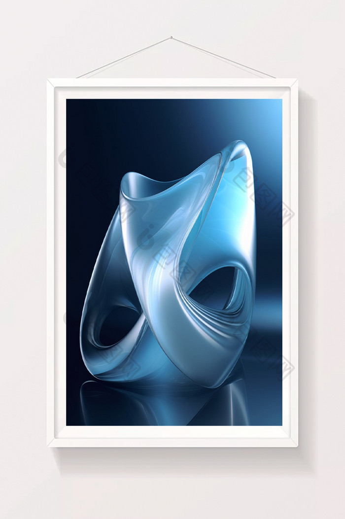 蓝色3D流体抽象科技感透明质感