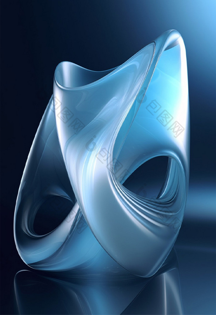 蓝色3D流体抽象科技感透明质感