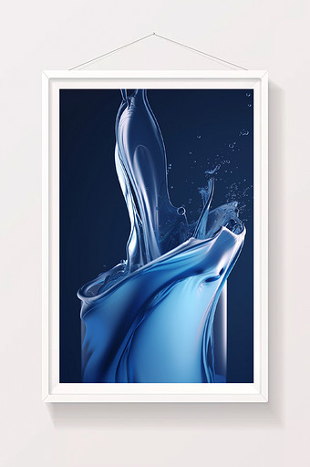 流体蓝色3D抽象科技感透明背景图片