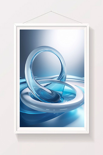 流体抽象科技感蓝色3D透明背景图片