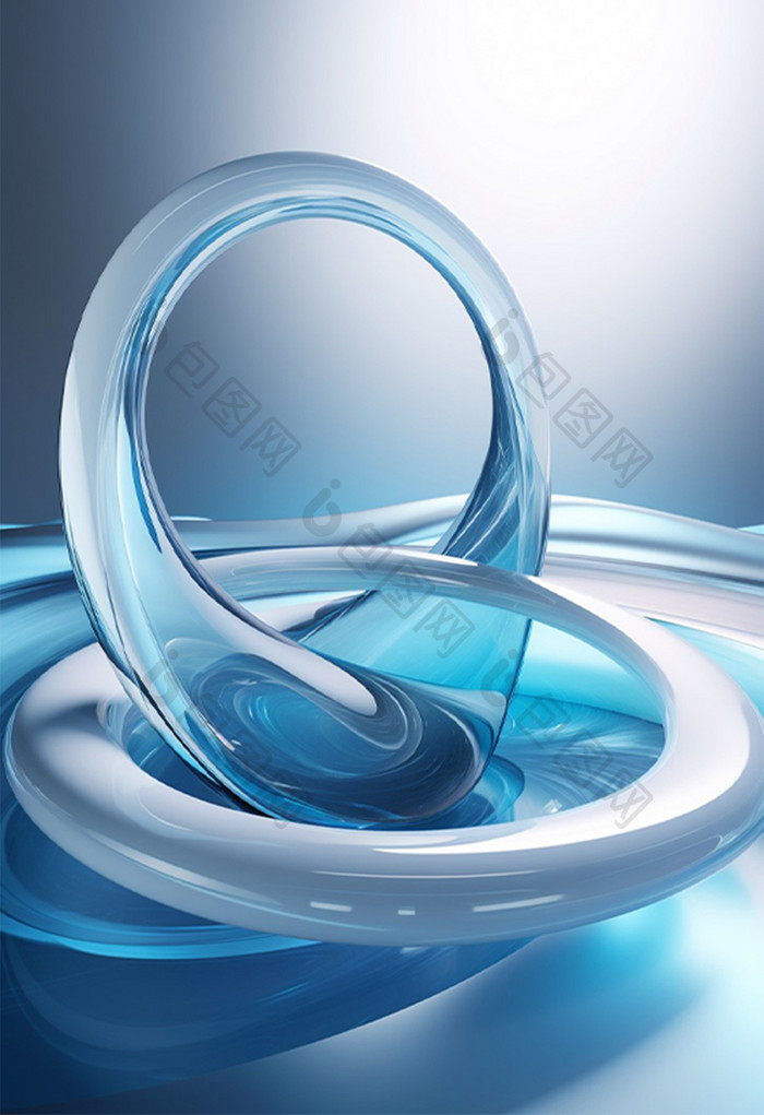 流体抽象科技感蓝色3D透明背景