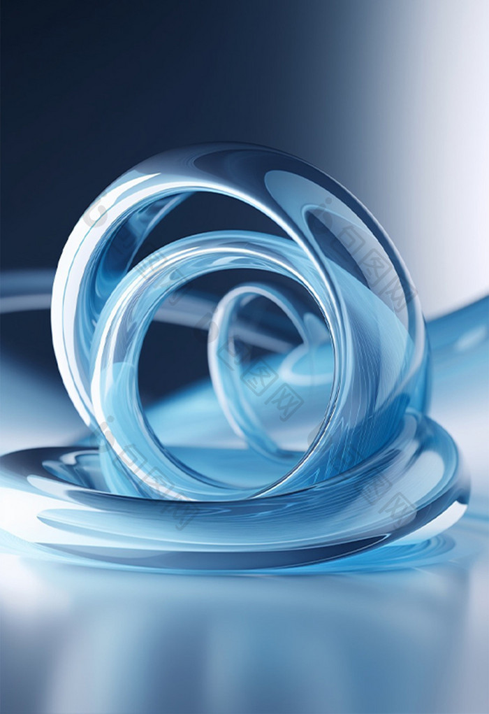 流体抽象科技感透明蓝色3D背景