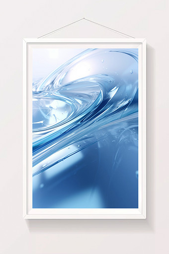 科技感透明抽象蓝色3D流体背景图片