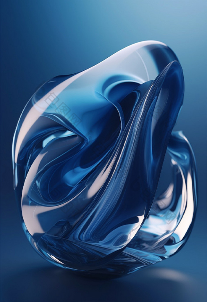 透明蓝色3D科技感流体抽象背景