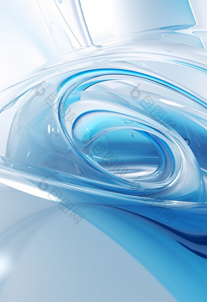 蓝色3D透明流体抽象科技感背景