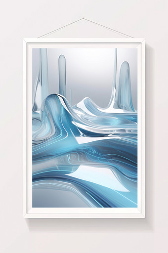蓝色3D流体透明抽象科技感背景图片