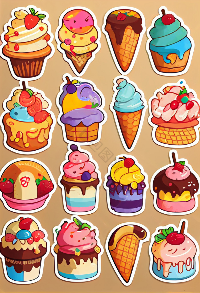 贴纸食物冰淇淋