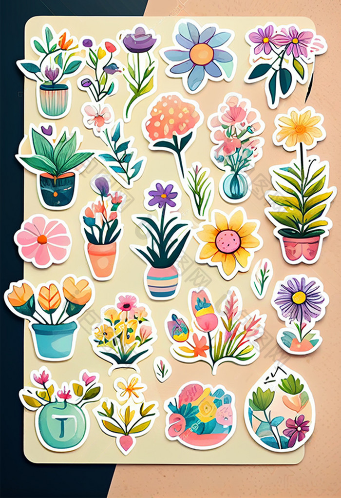 可爱绘画贴纸简洁植物
