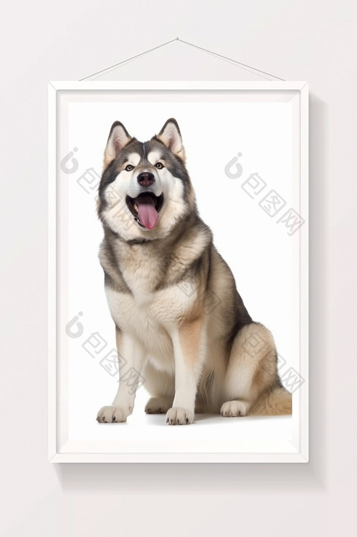 阿拉斯加大型犬白色背景宠物摄影