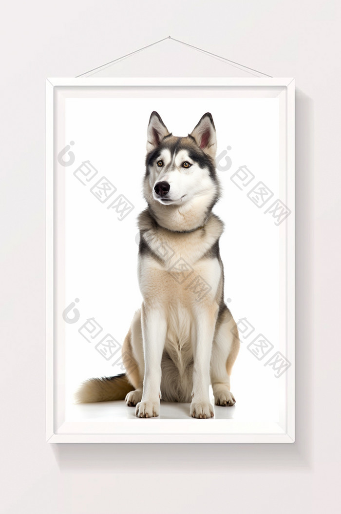哈士奇大型犬白色背景摄影