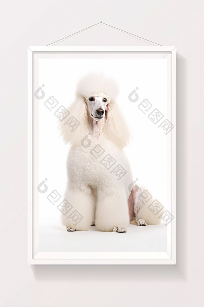 白色背景图宠物摄影贵宾犬