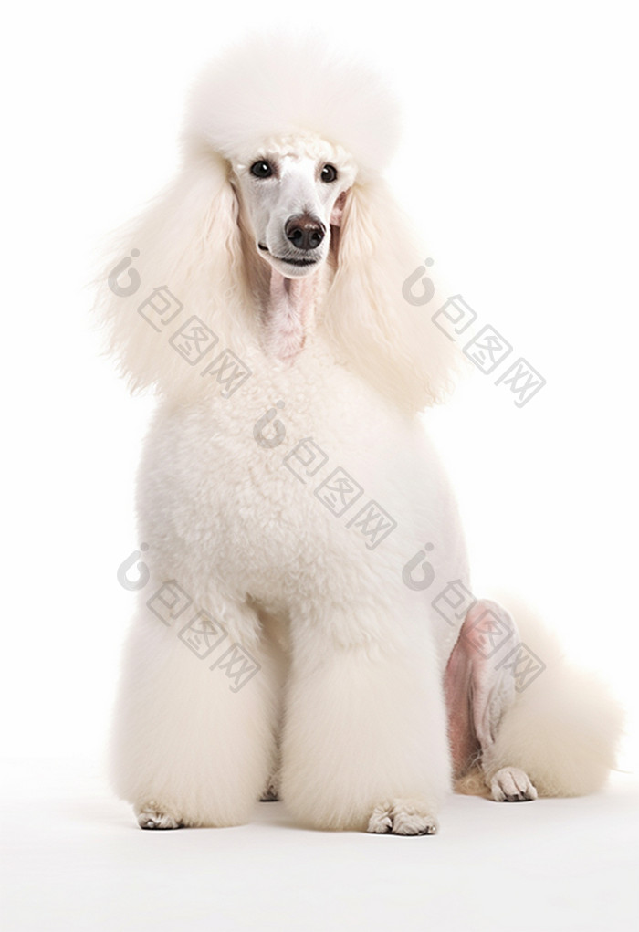 白色背景图宠物摄影贵宾犬