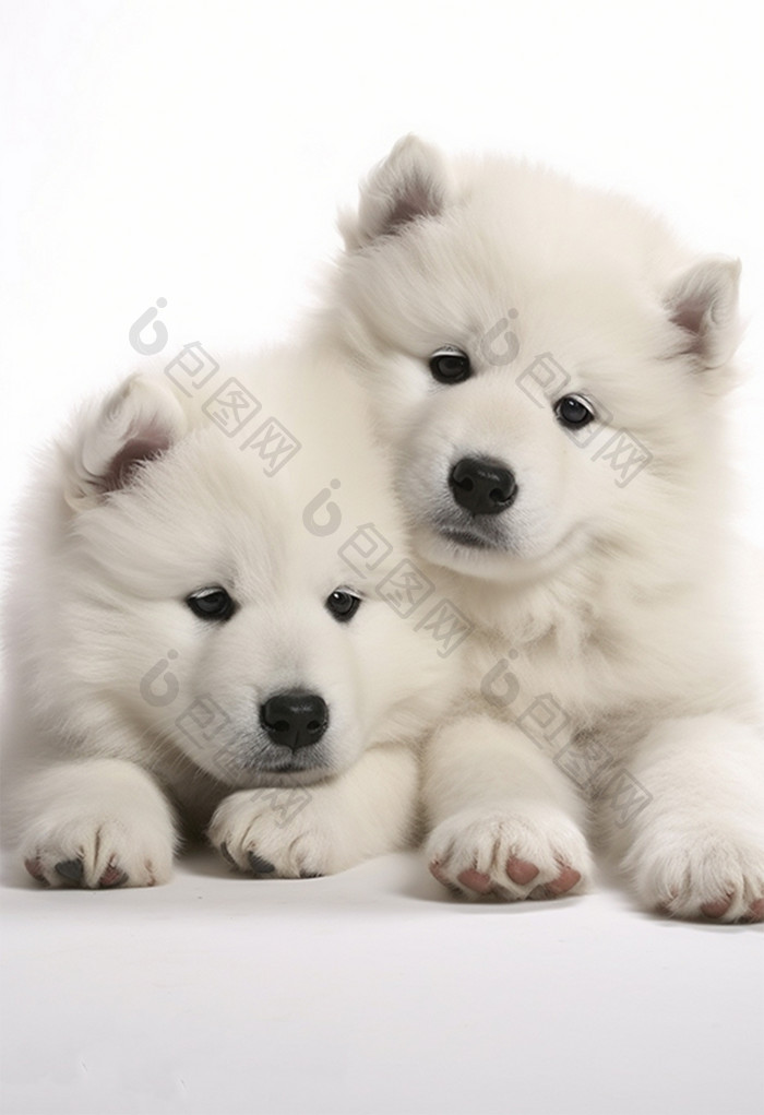 萨摩耶幼犬白色背景宠物摄影