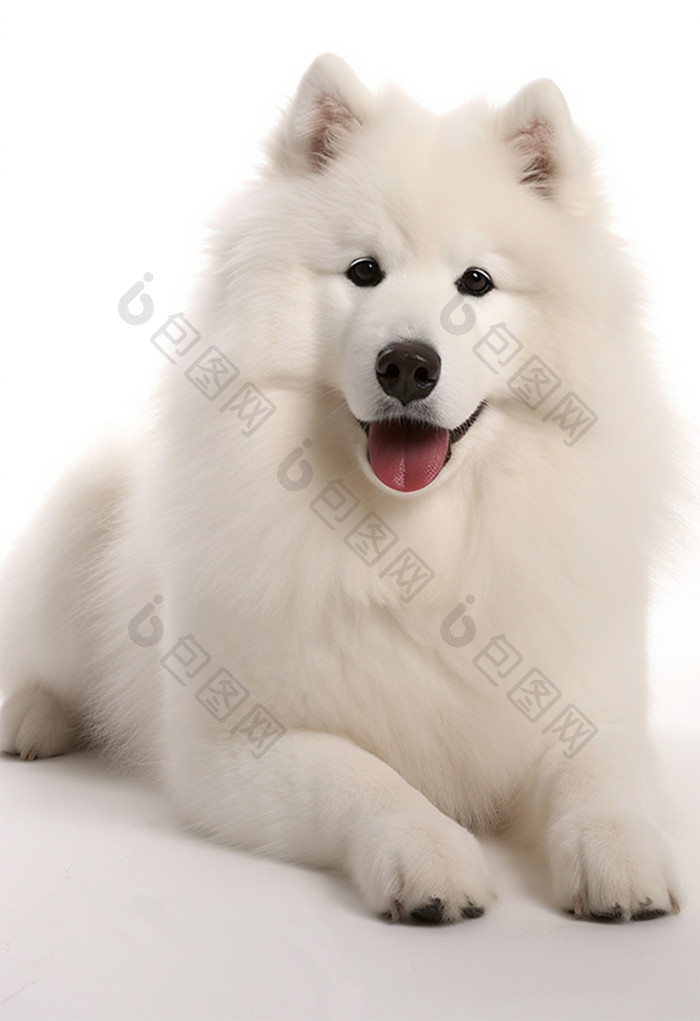宠物白色背景摄影图萨摩耶