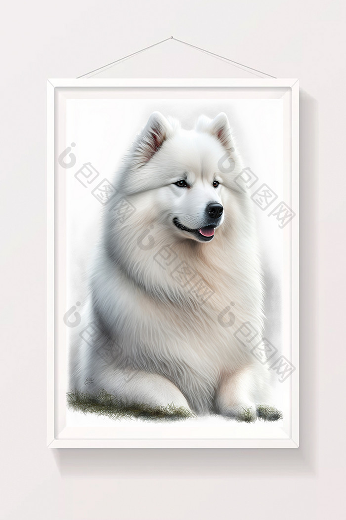 宠物大型犬白色背景萨摩耶