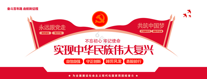 红色党建伟大复兴爱国文化墙图片