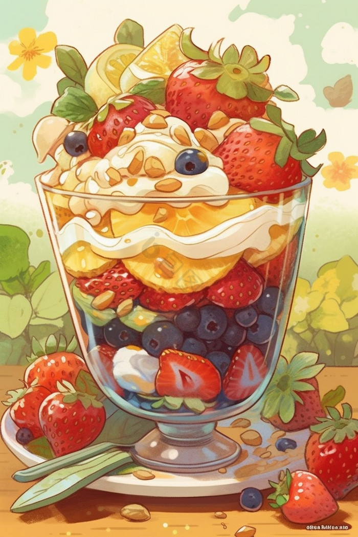 草莓杯子蛋糕儿童插画图片