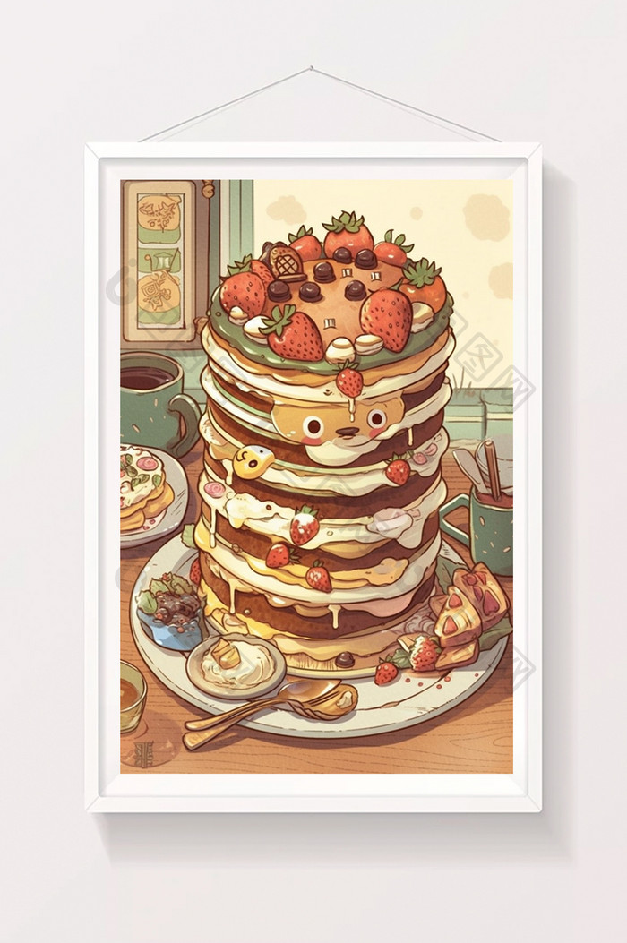 插画可爱甜点草莓杯子蛋糕