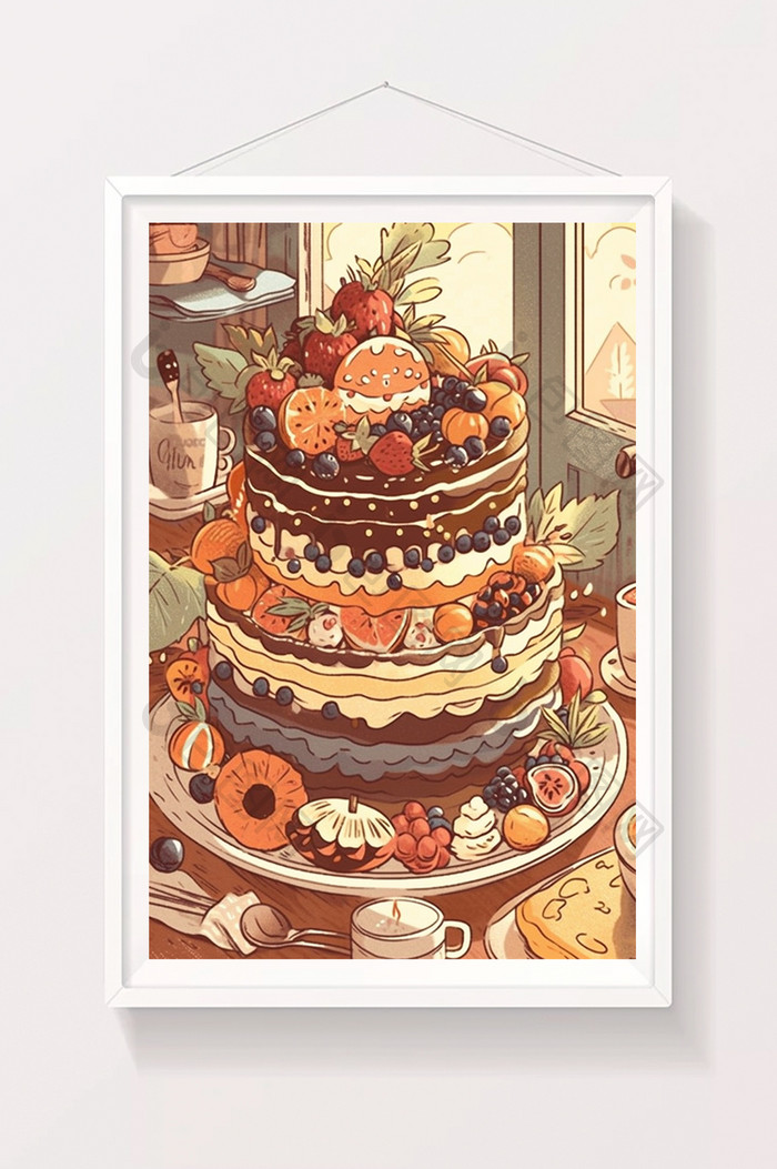 可爱甜点蛋糕杯子插画