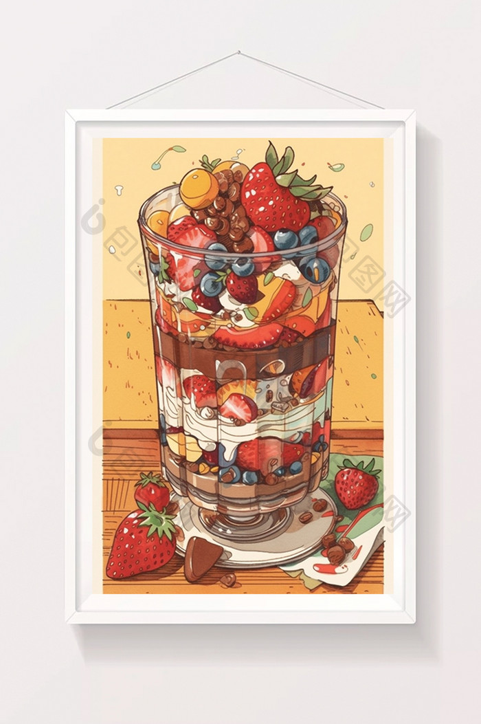 可爱草莓杯子插画
