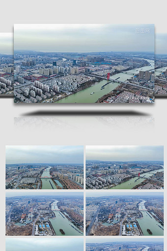 宿迁城市全景京杭运河4K航拍图片