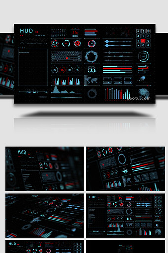 HUD全息科技屏幕元素AE模板图片