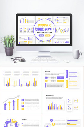 简约数据可视化图表PPT模板