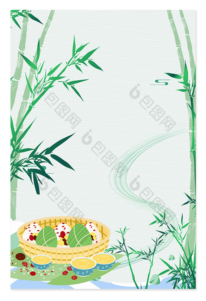绿色端午节中国风粽子节日背景