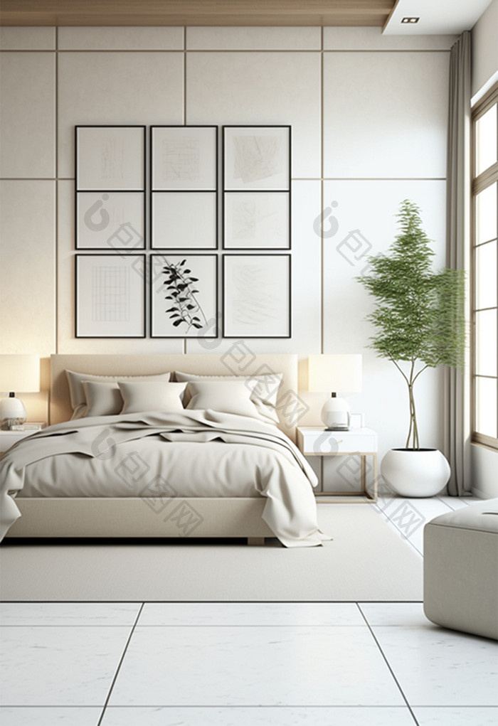 室内阳光家具简洁床装修瓷砖地板