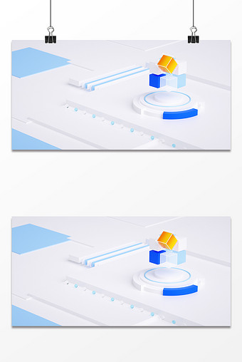 浅色科技风3D元素立方体背景图片