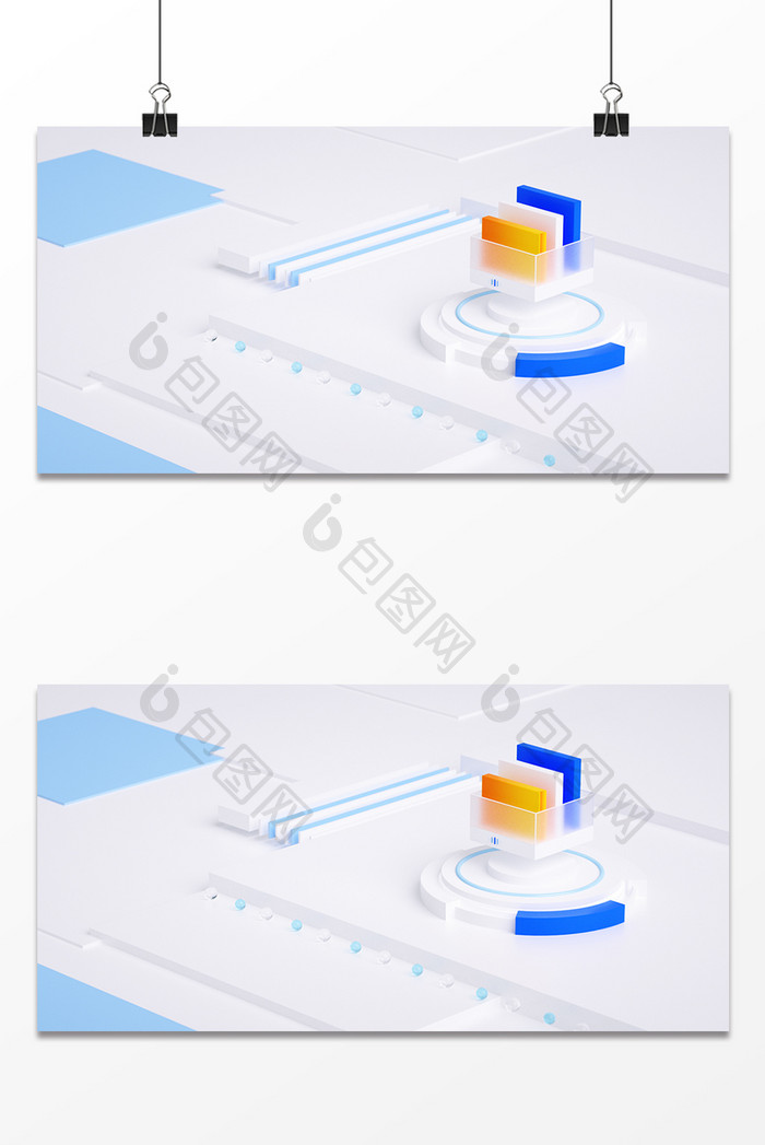 浅色科技风3D元素存储背景