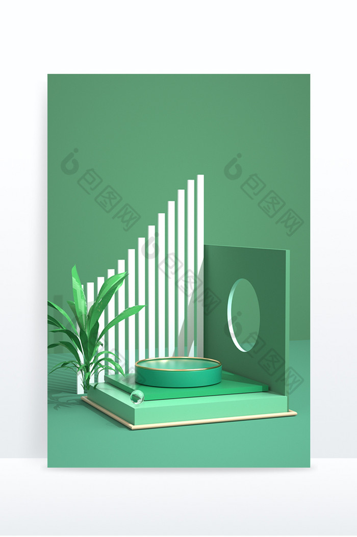 C4D端午绿色3D元素海报背景图片图片