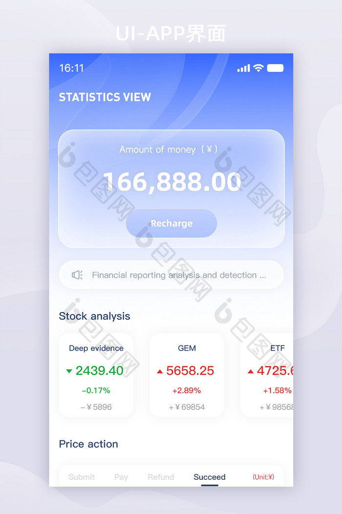 毛玻璃弥散风金融财务数据界面图片图片