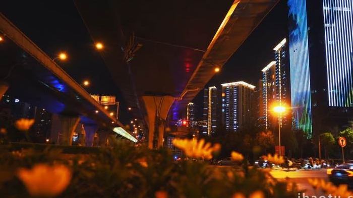 城市的夜晚灯火阑珊4K实拍