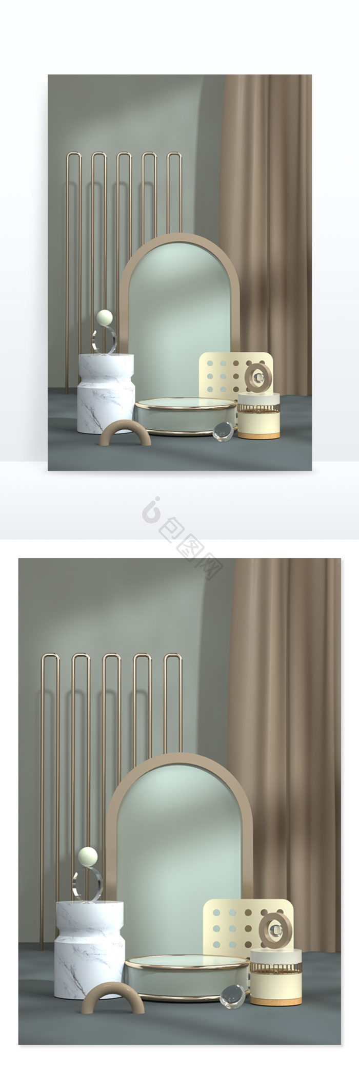 【c4d梦幻紫色美妆光影3d展台】图片下载-包图网