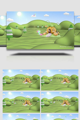 儿童露营卡通3d循环背景视频图片