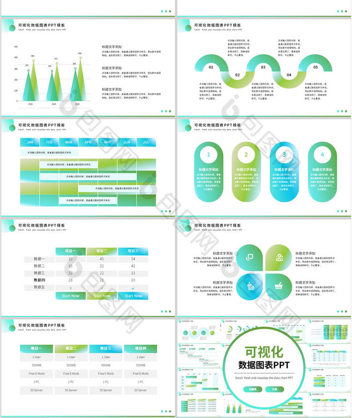 可视化数据图表集PPT模板免费下载-包图网