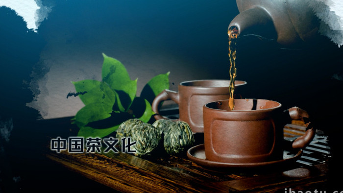 茶文化中国水墨画笔AE模板