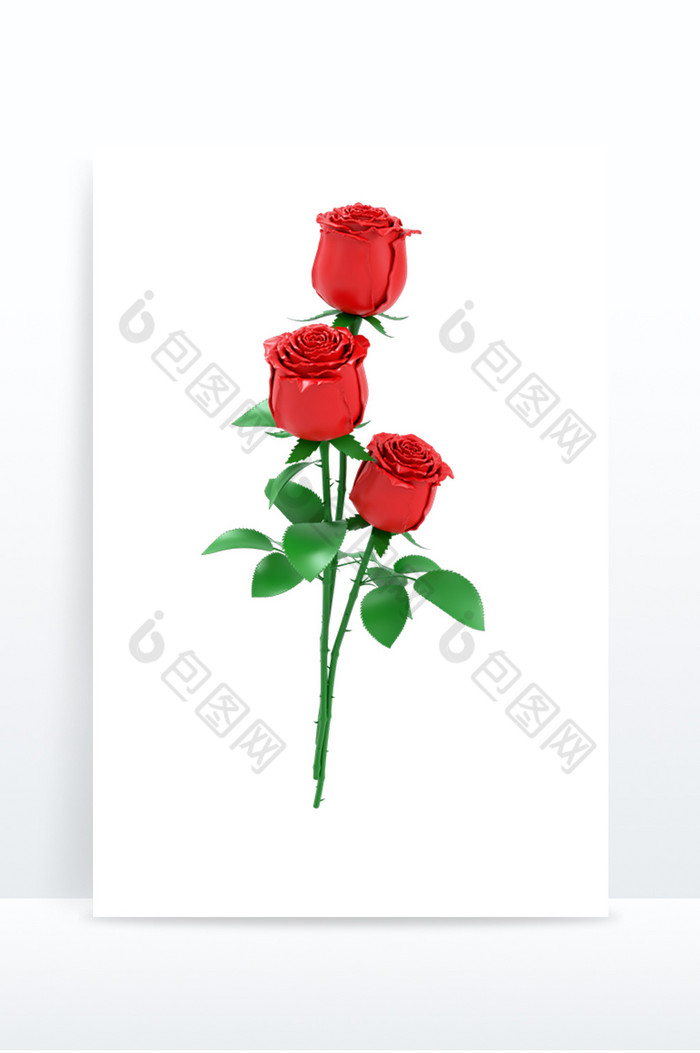 C4D520卡通玫瑰模型元素图片图片